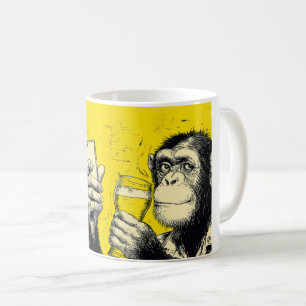 Caneca De Café Ilustração de Macaco Engraçado Tirando Selfie – Ch