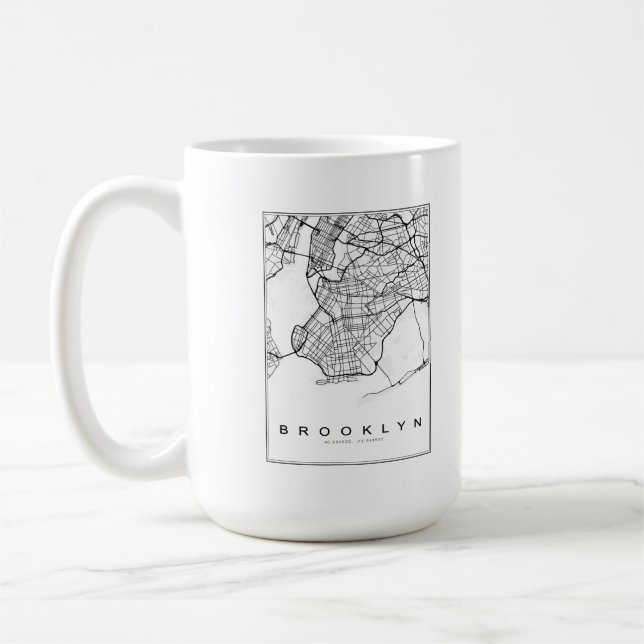 Caneca De Café Ilustração de Mapa do Brooklyn (Esquerda)