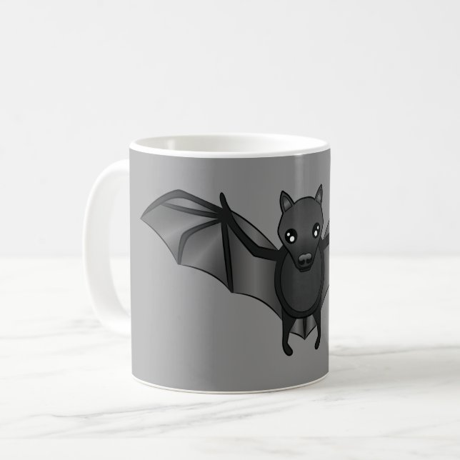 Caneca De Café Ilustração de Morcego de Desenho Animado Fofo em C (Frente Esquerda)