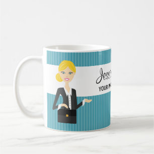 Caneca De Café Ilustração de Mulher de Negócios Loira Fofa