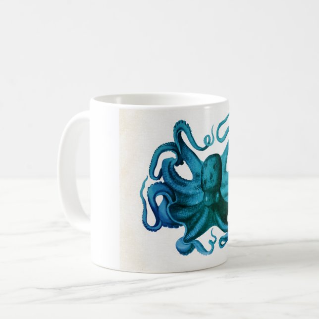 Caneca De Café Ilustração de Octopus de Aquarela (Frente Esquerda)