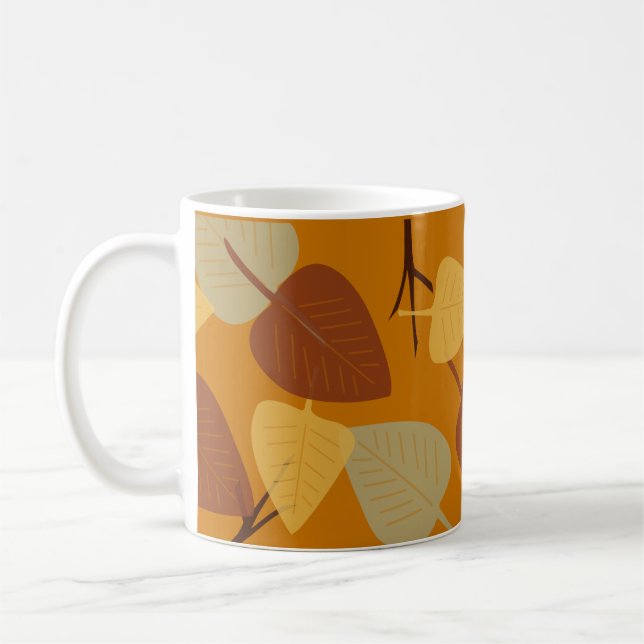 Caneca De Café Ilustração de outono de folhas dispersas modernas (Esquerda)