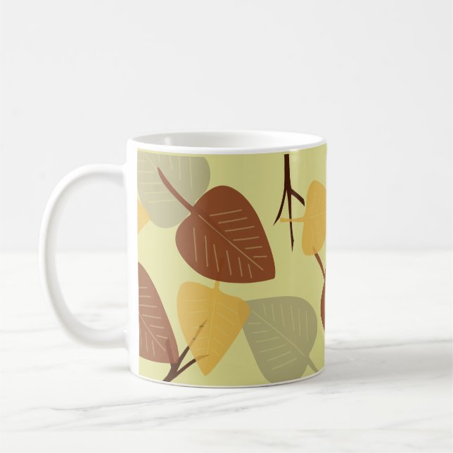 Caneca De Café Ilustração de outono de folhas dispersas modernas (Esquerda)