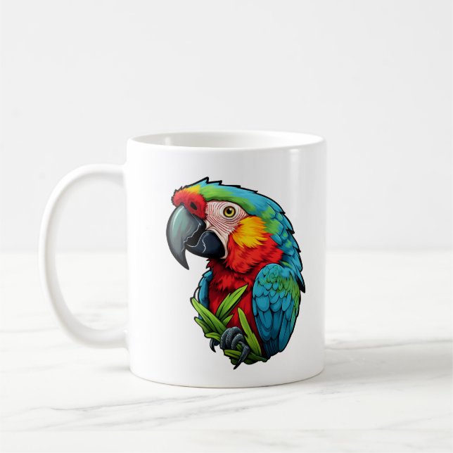 Caneca De Café Ilustração de papagaio de desenho animado (Esquerda)