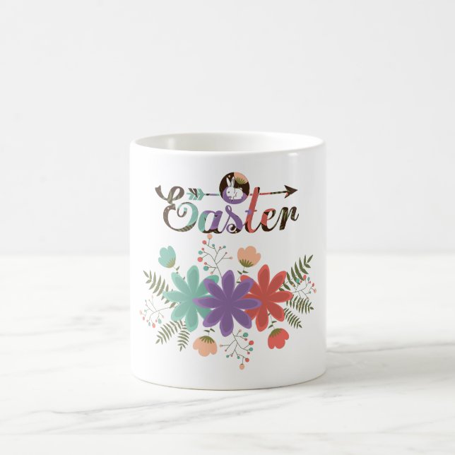 Caneca De Café Ilustração de Páscoa Floral (Centro)