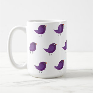 Caneca De Café Ilustração de Passarinho Roxo Fofo