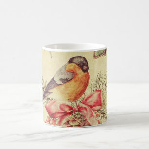 Caneca De Café Ilustração de Pássaro de Pinheiro Vintage Quente d
