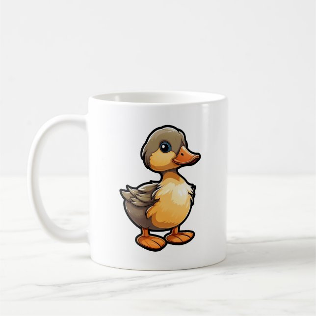 Caneca De Café Ilustração de pato de desenho animado (Esquerda)