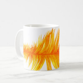 Caneca De Café Ilustração de Pena Dourada Radiante