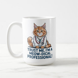 Caneca De Café Ilustração de piada médica de gato engraçado fofo