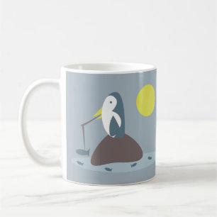 Caneca De Café Ilustração de pinguim fofo pescando