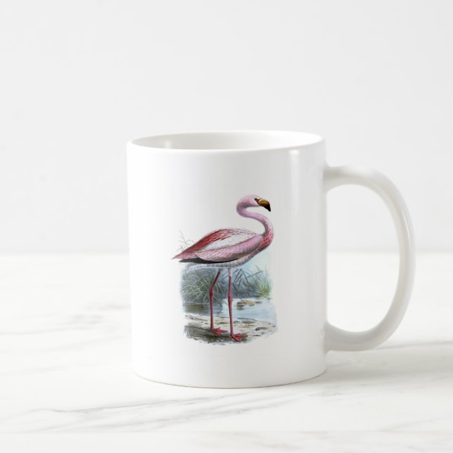 Caneca De Café Ilustração de Puna Flamingo Vintage (Direita)