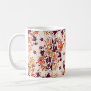 Caneca De Café Ilustração de rasterização. Padrão de flor cl