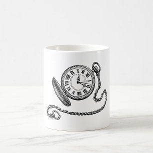 Caneca De Café Ilustração de Relógio de Bolso Vitoriano Antigo