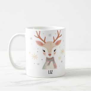 Caneca De Café Ilustração de Rena Macia   Arte de Natal Suave