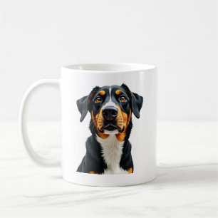 Caneca De Café Ilustração de retrato de cachorro colorido retrô V