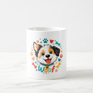Caneca De Café Ilustração de Rosto de Cachorrinho Fofo Woof
