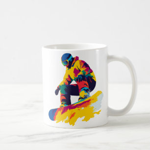 Caneca De Café Ilustração de Snowboard Arte de Aquarela Pintura