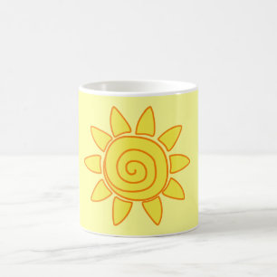 Caneca De Café Ilustração de Sol Desenhado à Mão Fofa para Crianç