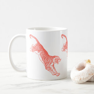 Caneca De Café Ilustração de Tigres Laranja Pulando Mug