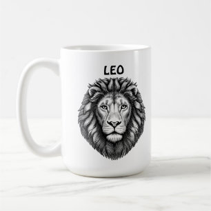Caneca De Café Ilustração de Tinta Zodiac de Leão Lions Head