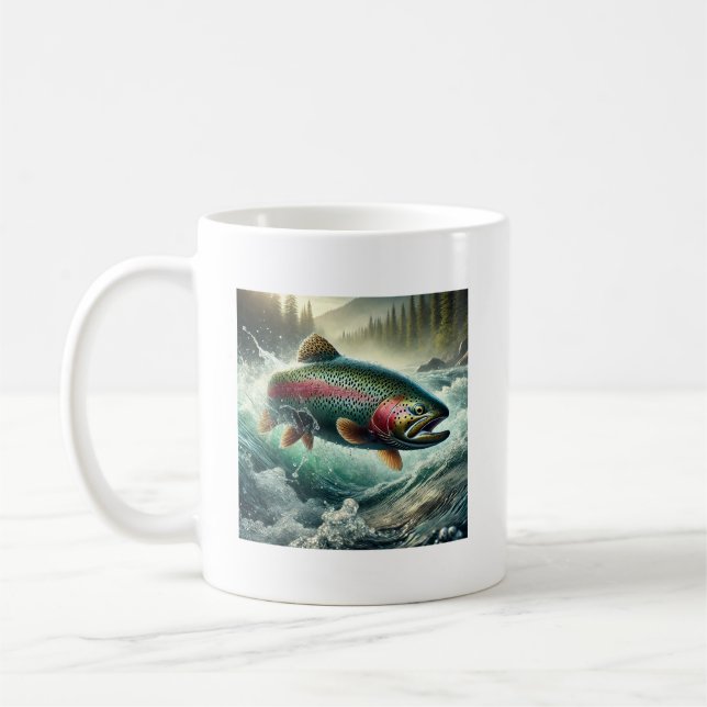Caneca De Café Ilustração de Truta  (Esquerda)