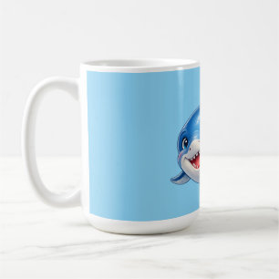 Caneca De Café Ilustração de Tubarão Fofo com Olhos Grandes Anima