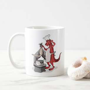 Caneca De Café Ilustração De Um Cozinhar De Chef Tyrannosaurus Re