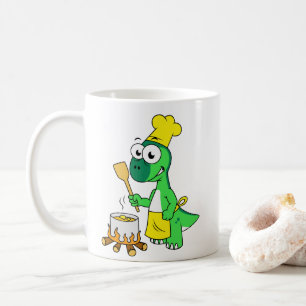 Caneca De Café Ilustração De Um Cozinhar De Dinossauro Parasaurol