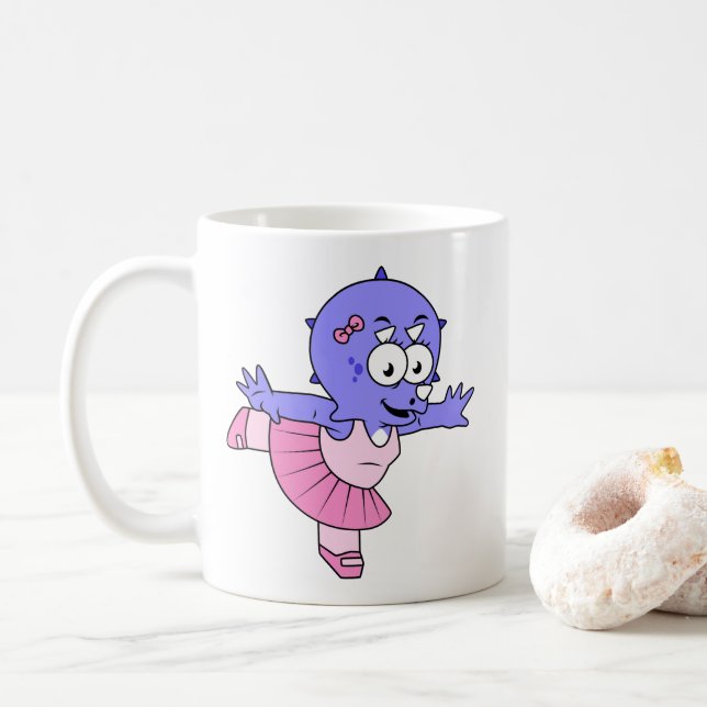 Caneca De Café Ilustração De Um Dançarino De Balés Tricerátops. (Com Donut)