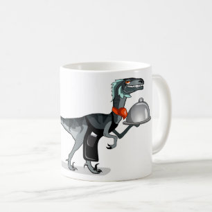Caneca De Café Ilustração De Um Garçom De Comida De Raptor.