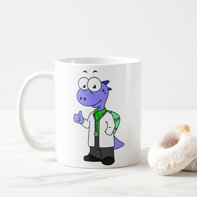 Caneca De Café Ilustração De Um Médico Espinossauro. (Com Donut)