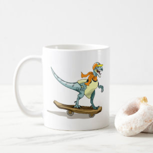 Caneca De Café Ilustração De Um Skate De Raptor.