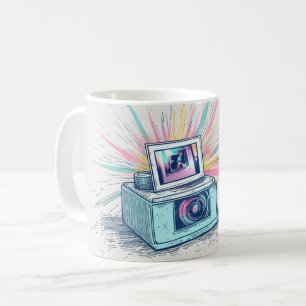 Caneca De Café Ilustração de uma câmera instantânea em estilo ret