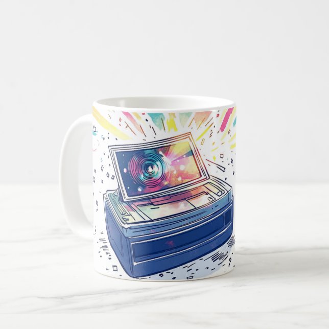 Caneca De Café Ilustração de uma câmera instantânea em estilo ret (Frente Esquerda)