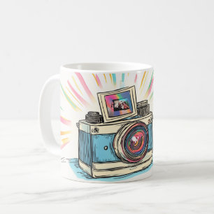 Caneca De Café Ilustração de uma câmera instantânea em estilo ret