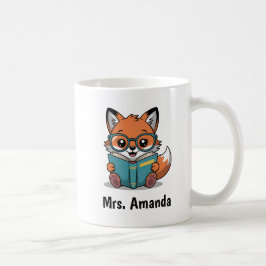 Caneca De Café Ilustração de uma raposa fofa lendo um livro