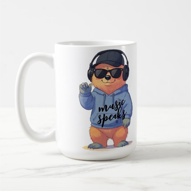 Caneca De Café ilustração de urso legal, (Esquerda)