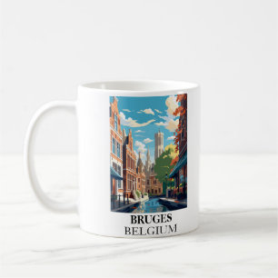 Caneca De Café Ilustração de Viagem Bruges Belgium