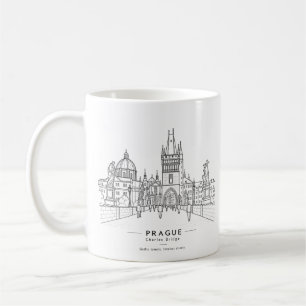Caneca De Café Ilustração de Viagem da Ponte Carlos em Praga