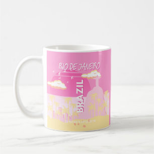Caneca De Café Ilustração de Viagem de Arte Rosa do Rio de Janeir