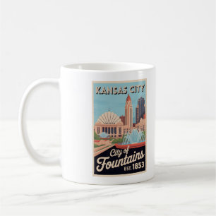 Caneca De Café Ilustração de Viagem Retro Kansas City Missouri Vi