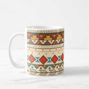 Caneca De Café Ilustração de Vintagem Tribal Striped Aztec