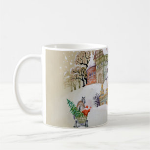Caneca De Café Ilustração desenhada à mão com a paisagem de i