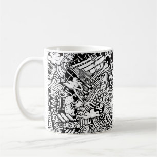 Caneca De Café Ilustração Detalhada de Desenho Animado Abstrato