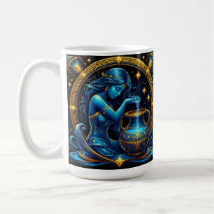 Caneca De Café Ilustração Digital Bonita do Signo de Aquário