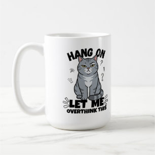 Caneca De Café Ilustração Divertida de Gato Cinza Julgador