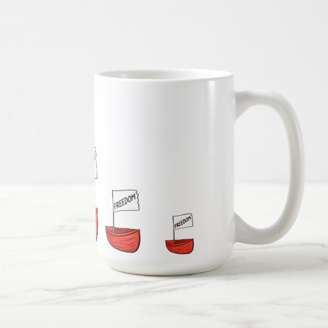 Caneca De Café Ilustração do Barco da Liberdade Náutica (Direita)