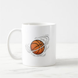Caneca De Café Ilustração do Basquete no Planeta Saturno Espaço 