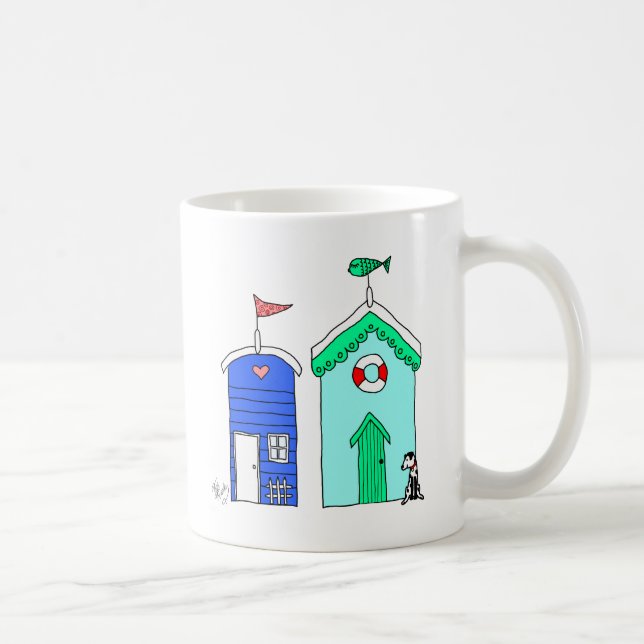 Caneca De Café Ilustração do Beach Huts 2 (Direita)